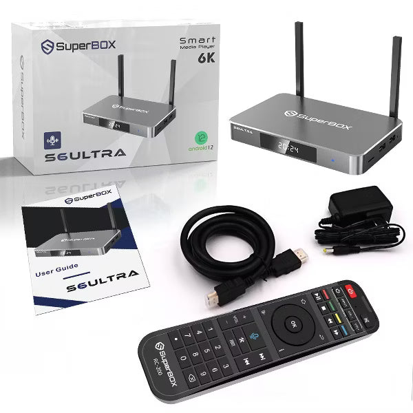 Super Box - Fully Loaded 6K Android TV Box, Loaded with WiFi 6 & Voice Remote TV Streaming Stick Devices
