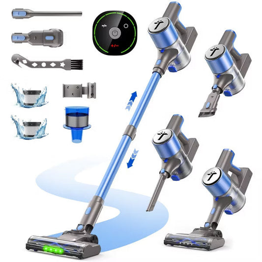Teendow 300W Cordless Stick Vacuum Cleaner, 50KPa Lightweight Stick Vacuum for Home Hardwood Floor & Carpet, Filters Included