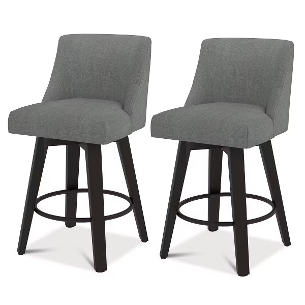 Dyonery Single Swivel Bar Stool with Back & Footrest, 26 Inch Counter Height Barstool for Kitchen Island