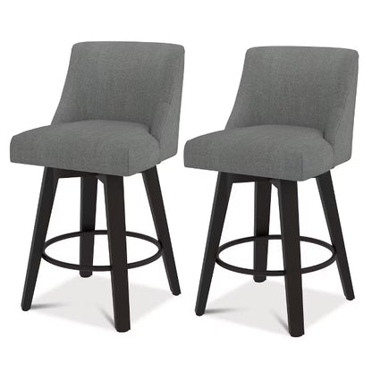 Dyonery Single Swivel Bar Stool with Back & Footrest, 26 Inch Counter Height Barstool for Kitchen Island