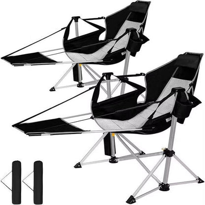 SUNSPIRE Oversized Hammock Chair with Footrest 2-Pack, Heavy Duty Folding Rocking Camp Chair with Cup Holder Pillow for Outdoor Beach Fishing Black
