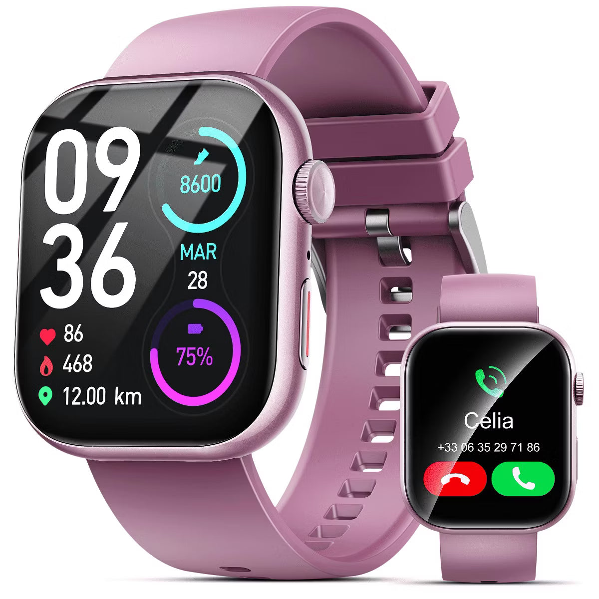 Smart Watch for Men Women, 2.01" HD Touchsreen, Bluetooth Calling, IP68 Water-Resistance, 180+ Sports Modes,, Fitness & Sleep Tracker, Android/iOS