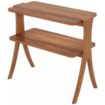 Resenkos Sofa Side End Table, End Table, Couch Table,Wood End Table, Farmhouse Side Table with 2-Tier Storage Shelf,Walnut Brown