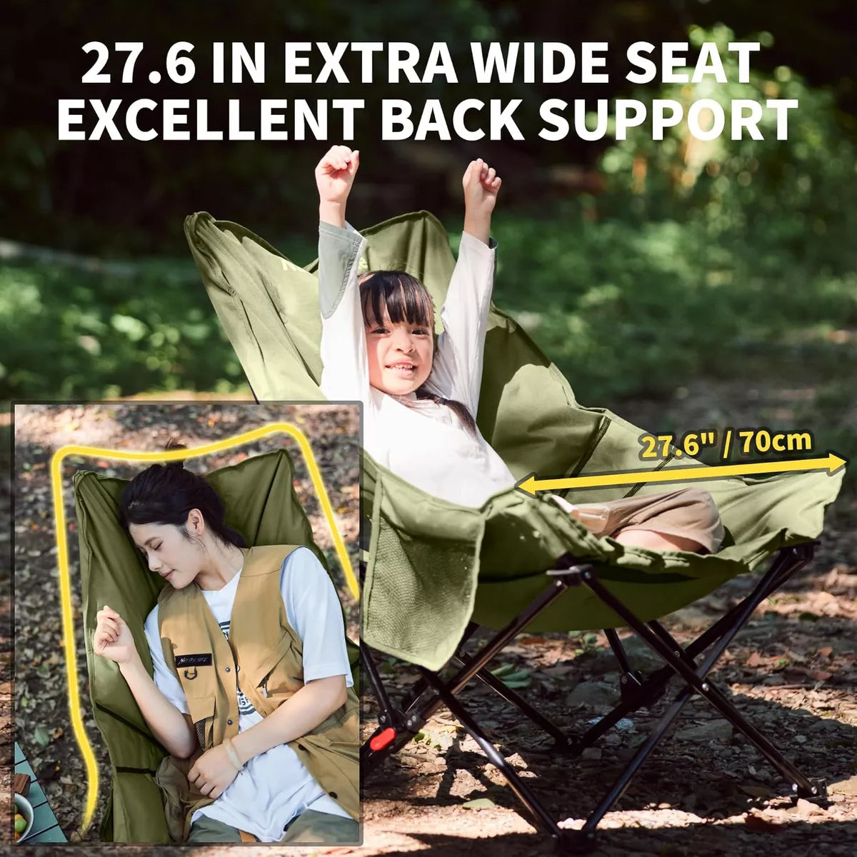 Naturehike Seastar Camping Chair - Oversized 2-Position Adjustable Folding Chair with Side Pocket &Carry Bag,Quick&easy setup,Portable for Outdoor Use