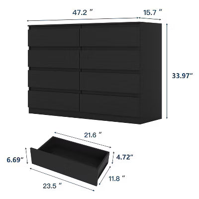 CIPACHO Modern White 6-Drawer Dresser - Roomy Double Dresser for Home