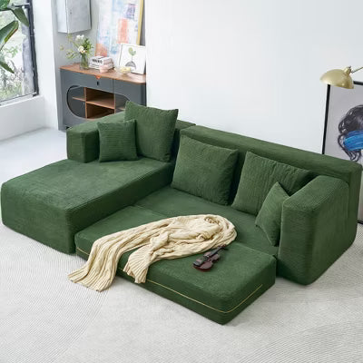 JOYRACER 106" Sleeper Sofa, 2 In 1 Pull Out Couch Bed ,Convertible Sofa Bed- L-Shaped Sectional Couch For Living Room