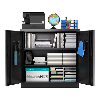 SUXXAN Metal Storage Cabinet with Pegboard and 2 Adjustable Shelves for Garage, Office, Assembly Required