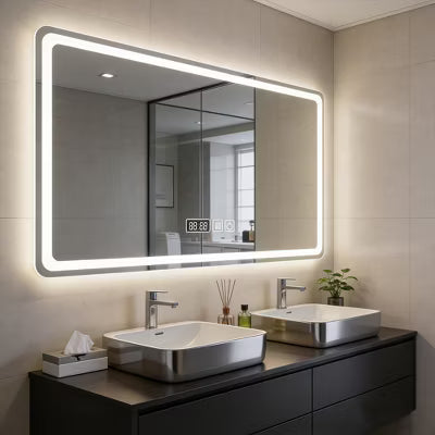 Morfone 31 inch Three Color Temperature Anti Fog Shatterproof LED Wall Mounted Bathroom Mirror