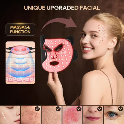 Morfone Red Light Vibrating Massage Mask, 850nm LED red light care set with timer function and 4 modes. The perfect gift choice