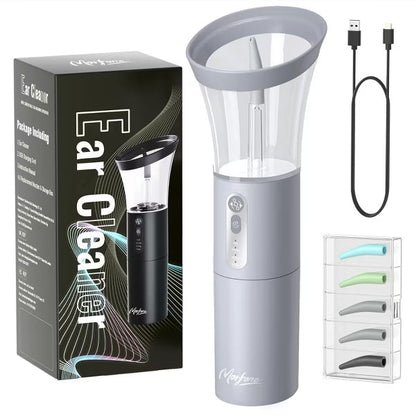 Morfone Electric Ear Cleaning Kit Effective Safe Ear Cleaner Irrigation Flushing System 4 Pressure Modes for Ear Wax Buildup（Gray）