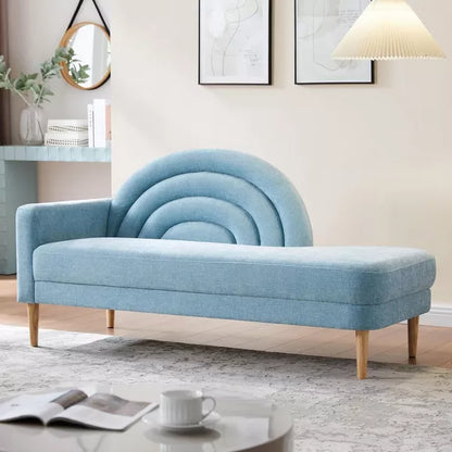 Multi-Color Rainbow Backrest Linen Fainting Couch with Easy Assembly & Storage