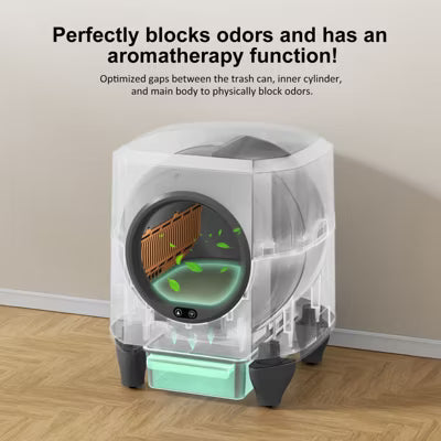 Teendow Automatic Self-Cleaning Cat Litter Box with 80L Capacity for Multiple Cats, Odor Control, APP Smart Control, Includes Litter Mat,Cat Scratcher