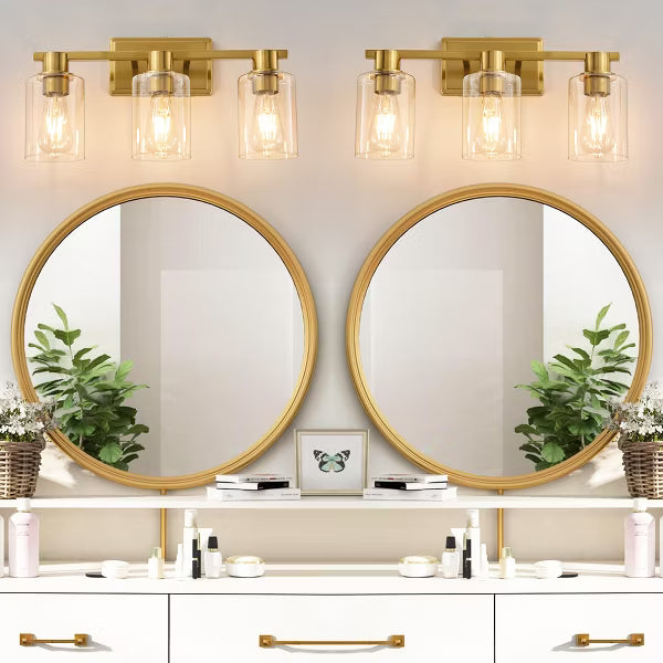 POWLIG Dimmable Vanity Light - Modern Bathroom Lighting with Cylindrical Glass Shades