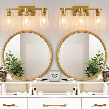 POWLIG Dimmable Vanity Light - Modern Bathroom Lighting with Cylindrical Glass Shades