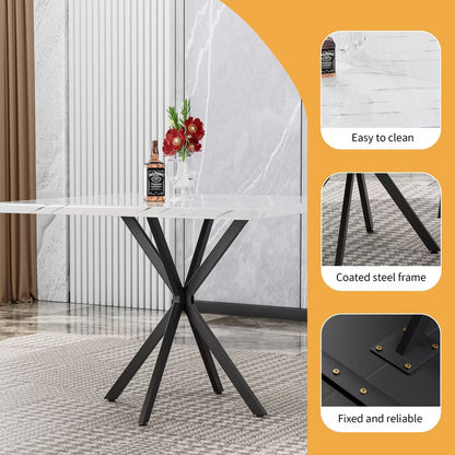 Hooseng Dining Table, Modern Kitchen Table, Dining Table with Adjustable Feet for Dining Room, Living Room
