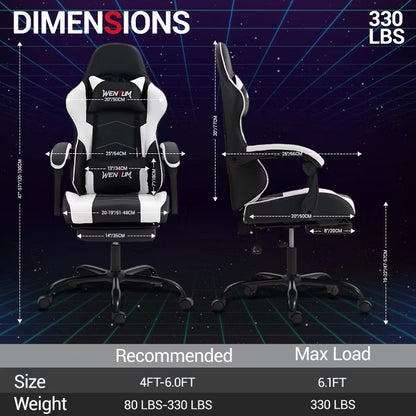Bosmiller Ergonomic Reclining Gaming Chair with Linkage Armrests & Footrest, Racing Office Chair, PU Leather Computer Desk Chair