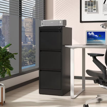 VIYET 40" Vertical 3-Drawer Metal File Cabinet Series with Lock, Tall Locking Filing Cabinets for Home Office, Fits Letter, Legal & A4