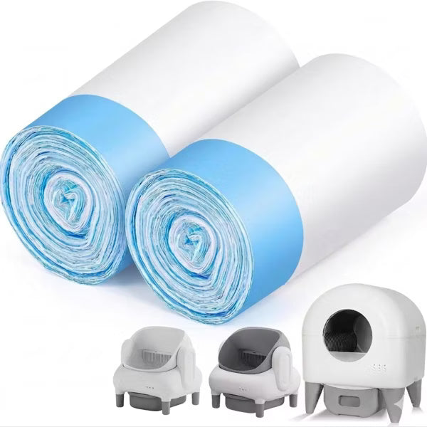 Curimge Cat Litter Bags 60 Pack Durable Drawstring Liners Heavy Duty Replacement for M4 Self Cleaning Litter Box.