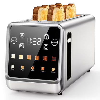 Teendow 4 Slice Smart Touchscreen Toaster, 1.5" Extra-Wide Slots, 1400W Stainless Steel Bread Toaster,5 Bread Settings & 6 Shade Options