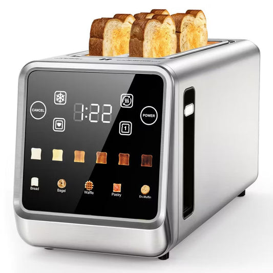 Teendow 4 Slice Smart Touchscreen Toaster, 1.5" Extra-Wide Slots, 1400W Stainless Steel Bread Toaster,5 Bread Settings & 6 Shade Options