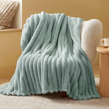Bedsure Striped Flannel Fleece Blanket for Bed, Super Soft Throw Blanket for Couch, Wider Striped Design