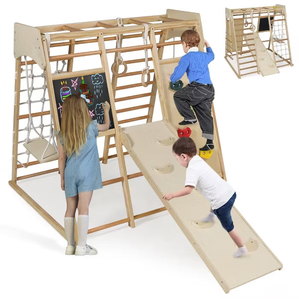 Kinder King Toddler Climbing Toy Indoor, Wood Kids Climber Slide Playset, Outdoor Jungle Gym