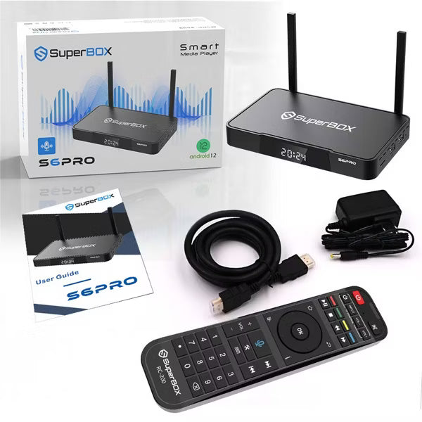 Super Box - Fully Loaded 6K Android TV Box, Loaded with WiFi 6 & Voice Remote TV Streaming Stick Devices