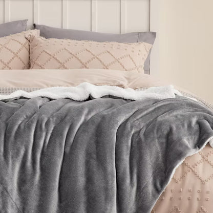 Bedsure Faux Wool Blanket–Solid Color Throw, Ultra Soft and Warm Reversible Blanket for Bed or Couch