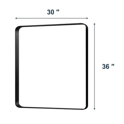 Resenkos 36x30 Inch Wide Rectangle Wall Mirror - Rounded Corners & Sturdy Black Metal Frame, Perfect for Living Room & Bathroom, Black