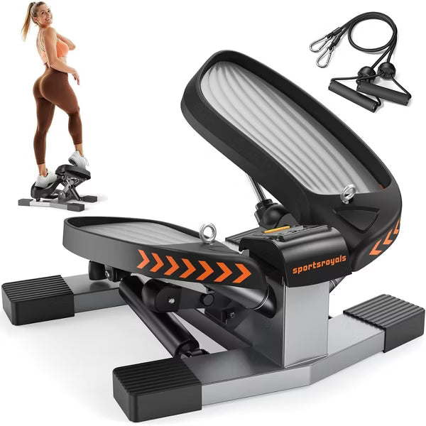 Sportsroyals Stair Stepper,Twist/Mini Stepper for Exercise at Home,Step Machine with Resistance Bands for Full Body Workout, 350lbs+ Capacity