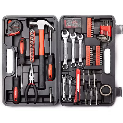 Hoey 146-Piece Home Repair Tool Kit ¨C Household and Mechanic Tool Set with Plastic Toolbox for Home, Office, and College