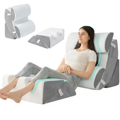 Resenkos 6PCS Orthopedic Bed Wedge Pillow for Sleeping, Adjustable Post Surgery Pillow Set for Body, Back and Leg Pain Relief,