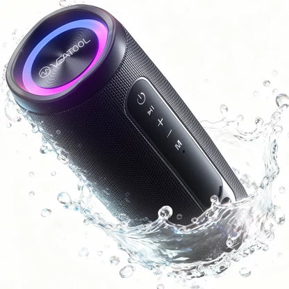 VEATOOL Wireless Portable Bluetooth Speaker: IPX7 Waterproof, 30H Playtime, 30W Bass, BT5.4, LED Lights, TWS Pairing | Home/Party/Outdoor