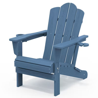HYLEORY HDPE Folding Adirondack Chair with 2 Cup Holder - Composite Adirondack Chair