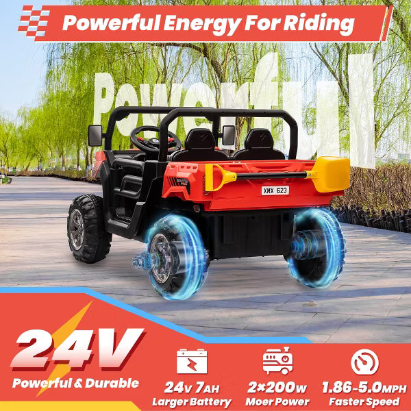 JOYRACER 24V Kids Ride on UTV with Remote Control, 2 Seater 2x200W Ride on Dump Truck For Big Kids