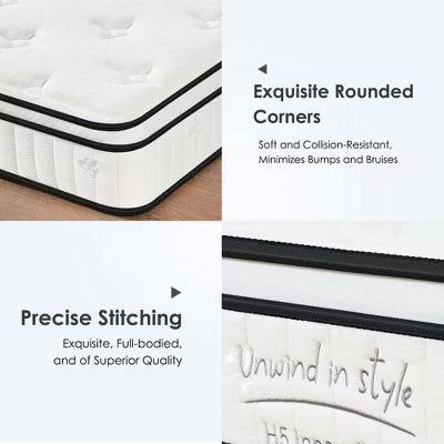 Resenkos Queen Mattress, 10 Inch Hybrid Queen Mattress in a Box, Individual Pocket Spring Bed Mattress, Medium Firm Mattress