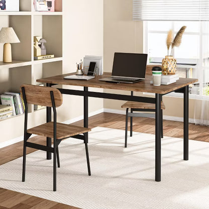 Hooseng 4-Piece Dining Table Set for 4, Kitchen Table with 1 Upholstered Bench & 2 Chairs, Space-Saving Kitchen Table and Chairs Set for Apartment