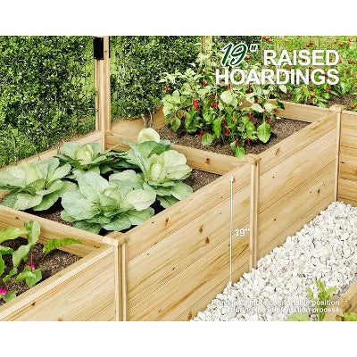 AMERLIFE U-Shaped Raised Garden Bed with Deer Proof Fence