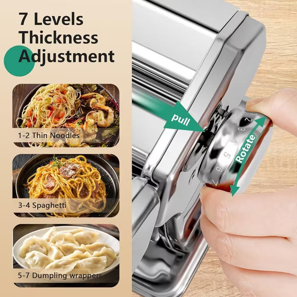 YASHE 2-in-1 Pasta Maker with Adjustable Thickness, Pasta Roller & Cutter, Dual Width Noodle Machine for Spaghetti, Fettuccine & Lasagna