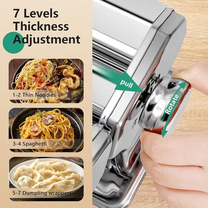 YASHE 2-in-1 Pasta Maker with Adjustable Thickness, Pasta Roller & Cutter, Dual Width Noodle Machine for Spaghetti, Fettuccine & Lasagna