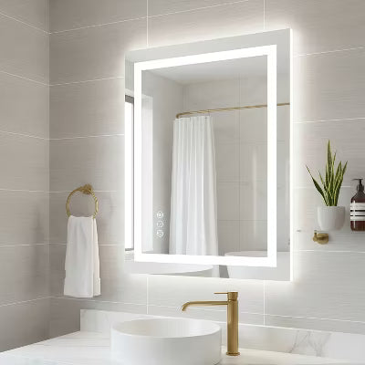 CIPACHO 32*24 Inch Frameless Bathroom Mirror - Shatterproof Touch Control Anti-Fog