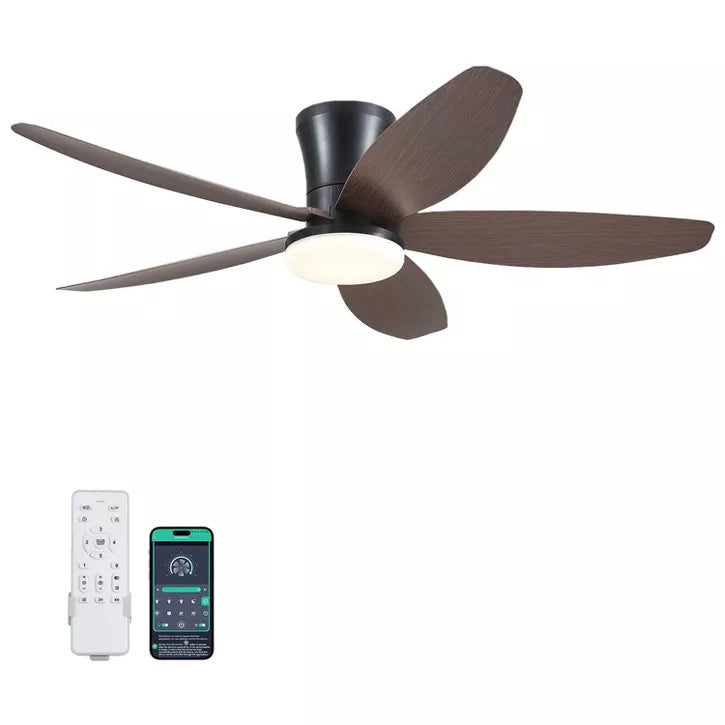 36 or 42 or 48 inch Low Profile Flush Mount Ceiling Fan with LED Light and Remote
