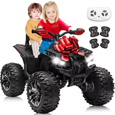 JOYRACER 24V Kids Ride-On ATV, 2-Seater 4-Wheeler Quad Electric Powerful Car w/ 800W Motor, Remote, High/Low Speed, Bluetooth/MP3 & LED for Big Kids