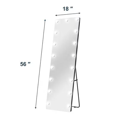 Resenkos 56x18 Inch Hollywood Style Vertical Full-Length LED Mirror, Vanity Wall Mirror with Integrated Lighting for Dressing Room White