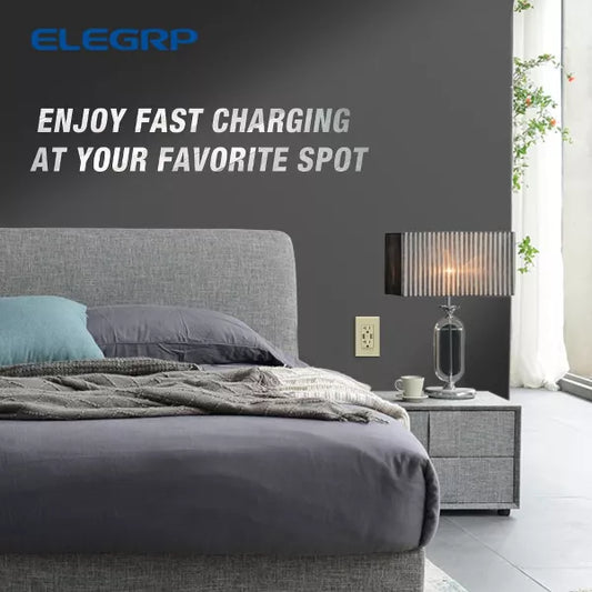 ELEGRP USB Outlet Receptacle, 20W 3.6 Amp USB Wall Outlet, 20 Amp Tamper-Resistant Electrical Outlet with Type A port, UL Listed, Wall Plate Included