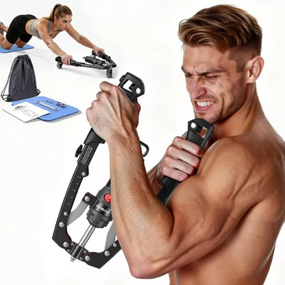 FLYBIRD Chest & Arm Twister Trainer, Hydraulic Power Chest Press Machine 22-440lbs for Upper Body Strength Training, Black