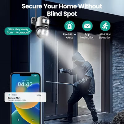 Losei Home Security 4K 8MP Outdoor Night Vision, Motion Detection,IP66 Weatherproof, Two-Way Audio Camera, Gray