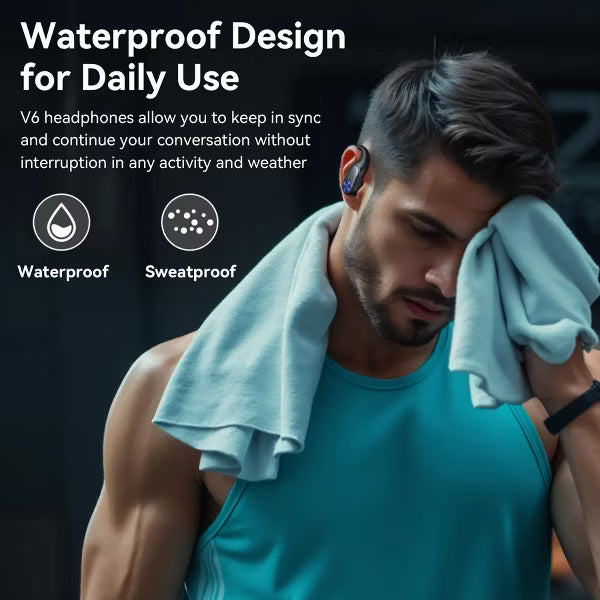 VEATOOL V6 Bluetooth Headphones Wireless Earbuds 88Hrs Playback Sport Ear Buds with Earhook Digital Display Charging Case