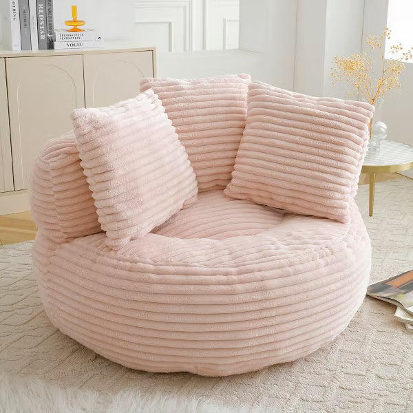 Lazy Bean Bag Sofa with 3 Pillows, Oversized High Back Lounge Chair for Adults & Kids, Corduroy Floor Couch for Gaming, Reading & Bedroom