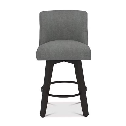Dyonery Single Swivel Bar Stool with Back & Footrest, 26 Inch Counter Height Barstool for Kitchen Island